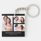 Custom 3 Sections Family Foto Collage Black Frame Schlüsselanhänger (Rückseite)