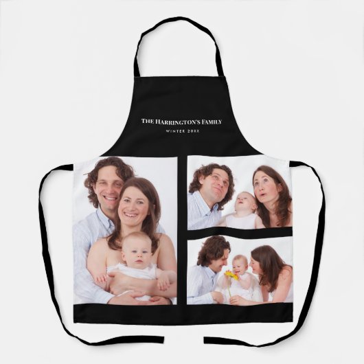 Custom 3 Sections Family Foto Collage Black Frame Schürze (Vorderseite)