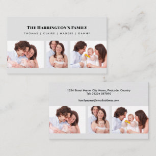 Custom 3 Sections Family Foto Collage Black Frame Visitenkarte
