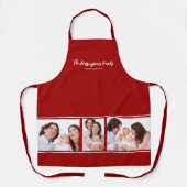 Custom 3 Sections Family Foto Collage Red Frame Schürze (Vorderseite)