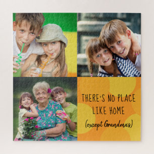 Custom 3 Square Foto Collage Kein Ort wie Zuhause Puzzle