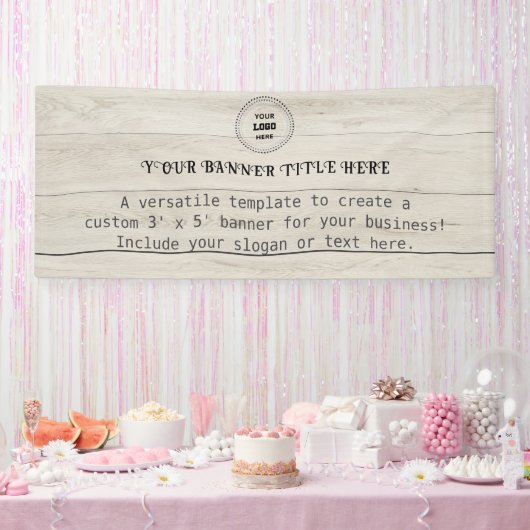 Custom 3' x 5' Rustic Wood Business Banner (Party)