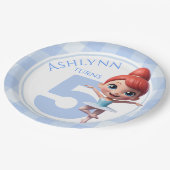Custom 3D Cute Blue Ballerina Girls Birthday | Pappteller (Schrägansicht)