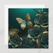 Custom 3D Green Blume & Gold Butterfly (Vorne/Hinten)