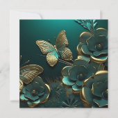 Custom 3D Green Blume & Gold Butterfly (Vorderseite)