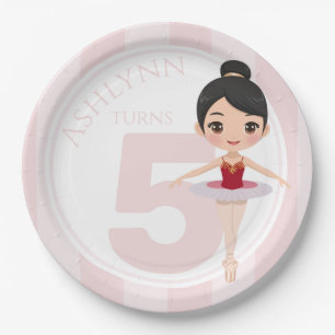 Custom 3D Niedlich Red Ballerina für Mädchen Gebur Pappteller