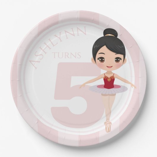 Custom 3D Niedlich Red Ballerina für Mädchen Gebur Pappteller (Vorderseite)
