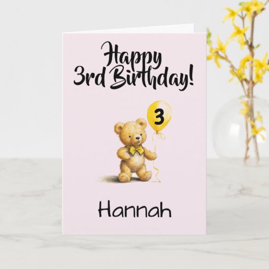 Custom 3rd Birthday Congratulations, Personalized Karte (Gelbe Blume)