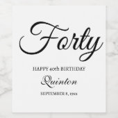 Custom 40 - 40. Geburtstag Weinetikett (Einzelnes Label)