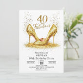 Custom 40 Digital Gold 40. Geburtstag Einladung (Stehend Vorderseite)
