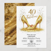 Custom 40 Digital Gold 40. Geburtstag Einladung (Vorne/Hinten)