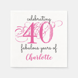 Custom 40 fabelhafte Typografie rosa Papier Napkin Serviette