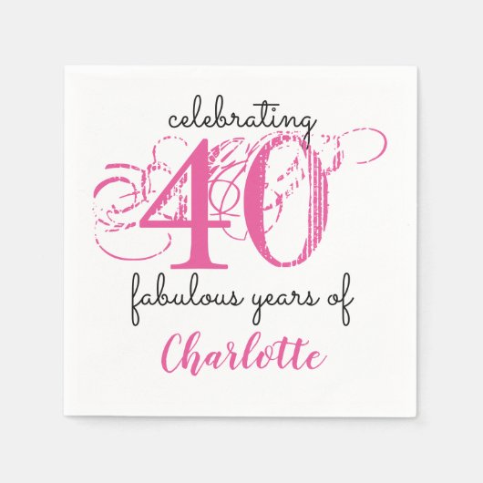 Custom 40 fabelhafte Typografie rosa Papier Napkin Serviette (Vorderseite)
