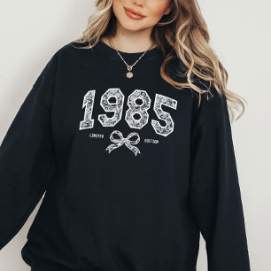 Custom 40. Geburtstag 1985 Lace Coquette Bow Sweatshirt
