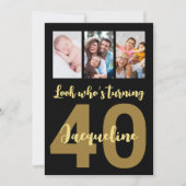 Custom 40. Geburtstag Gold Modern Foto Collage Einladung (Vorderseite)