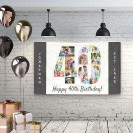 Custom 40. Geburtstag Party FotoCollage Banner
