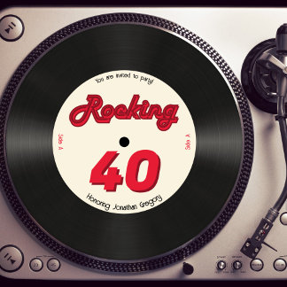 Custom 40. Geburtstag Retro Music Record Rocking Einladung