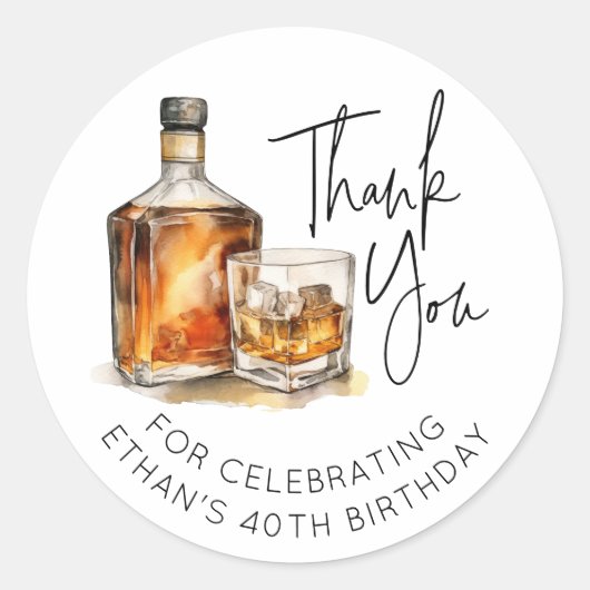 Custom 40. Geburtstag Whiskey/Bourbon Sticker Gefa (Vorderseite)