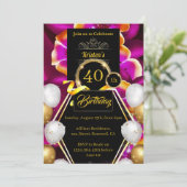 Custom 40. Geburtstagseinladung Einladung (Stehend Vorderseite)