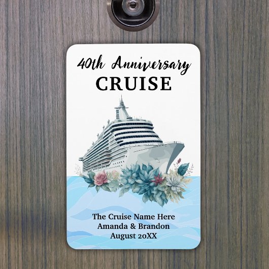 Custom 40th Anniversary Cruise Cabin Door Magnet