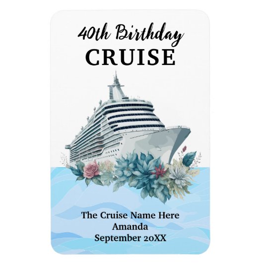 Custom 40th Birthday Cruise Cabin Door Magnet (Vertikal)