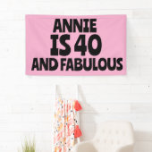 CUSTOM 40TH BIRTHDAY FABULOUS PINK PARTY BANNER (Insitu)