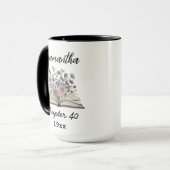 Custom 40th Birthday Name - Chapter 40 Floral Book Tasse (Vorderseite Links)