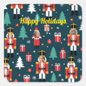 custom 4 face photo Christmas nutcracker Quadratischer Aufkleber (Vorderseite)