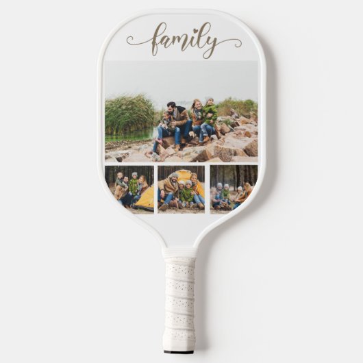 Custom 4 Family Foto Collage Pickleball Schläger (Rückseite)