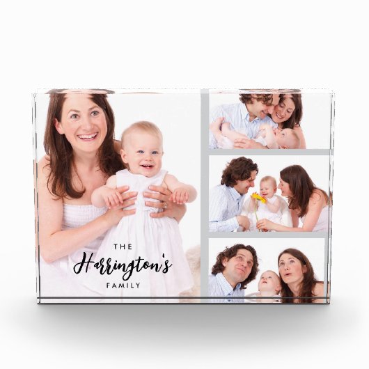 Custom 4 Family Photos Collage Rectangle Frame Fotoblock (Vorderseite)
