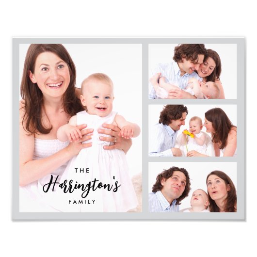 Custom 4 Family Photos Collage Rectangle Frame Fotodruck (Vorne)