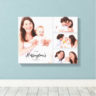 Custom 4 Family Photos Collage Rectangle Frame Leinwanddruck