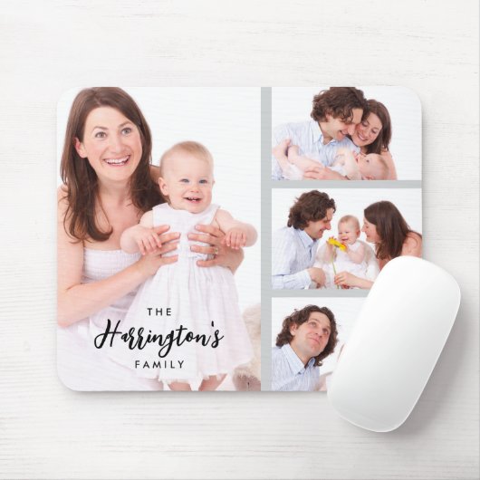 Custom 4 Family Photos Collage Rectangle Frame Mousepad (Mit Mouse)