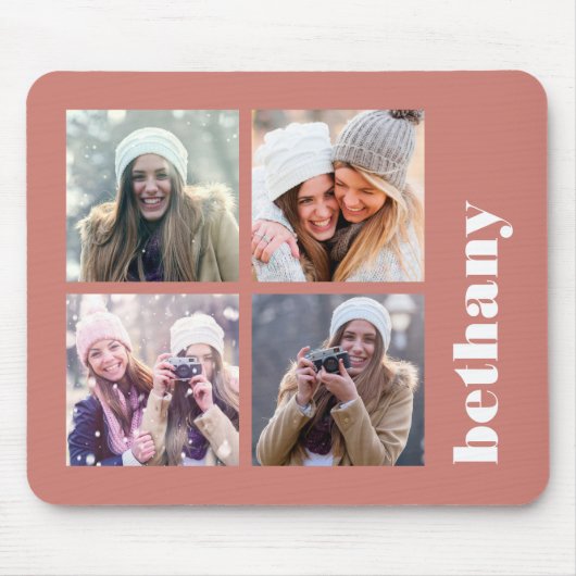 Custom 4-Foto Chunky Monogram Terracotta Mousepad (Vorne)
