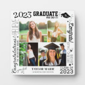 Custom 4 Foto Collage Abschluss 2023 White Fotoplatte (Vorderseite)