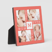Custom 4 Foto Collage Beste Mama je Koralle & Weiß Fotoplatte (Vorderseite)
