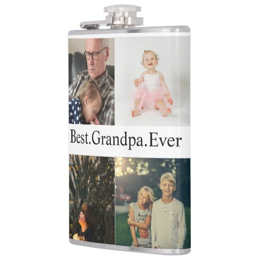 Custom 4 Foto Collage Beste Opa je Flachmann (Links)