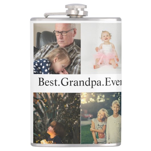 Custom 4 Foto Collage Beste Opa je Flachmann (Vorderseite)