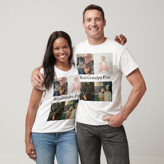 Custom 4 Foto Collage Beste Opa je T-Shirt (Unisex)