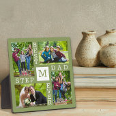 Custom 4 Foto Collage Beste Stepdad je grün Fotoplatte