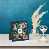 Custom 4 Foto Collage Bester Vater je dunkelblau Fotoplatte (InSitu)