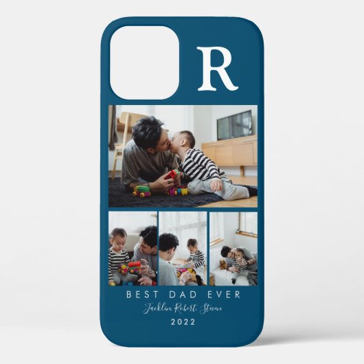 Custom 4 Foto Collage Bester Vater je Mit Monogram Case-Mate iPhone Hülle (Rückseite)