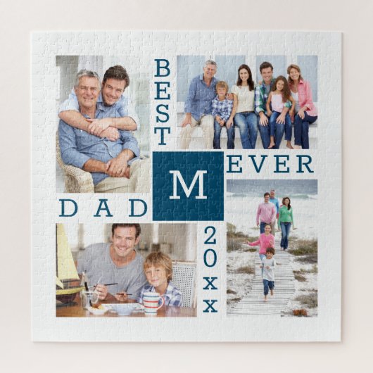 Custom 4 Foto Collage Bester Vater je Puzzle (Vertikal)