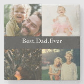 Custom 4 Foto Collage Bester Vater je Steinuntersetzer (Vorderseite)
