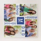 Custom 4 Foto Collage Blue Bester Bonus Vater je Puzzle (Horizontal)
