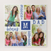 Custom 4 Foto Collage Blue Bester Bonus Vater je Puzzle (Vertikal)
