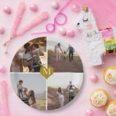 Custom 4 Foto Collage Gold Heart Mit Monogramm Pappteller (Party)