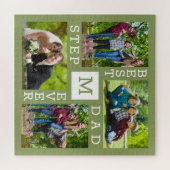 Custom 4 Foto Collage Green Best Stepdad je Puzzle (Horizontal)