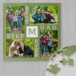 Custom 4 Foto Collage Green Best Stepdad je Puzzle<br><div class="desc">Custom Foto Collage Puzzle für den besten StepDad je. Die Vorlage ist Set bereit für Sie, um 4 Ihrer Lieblings-Fotos und Initial hinzuzufügen. Ein großartiges Geschenk für den Tag des Vaters, einen Geburtstag oder als Beibehaltung eines Ereignisses oder einer persönlichen Leistung. Das Design hat eine natürliche Farbpalette von Moos Grün...</div>