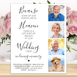 Custom 4 Foto Collage Heaven Wedding Memorial Poster